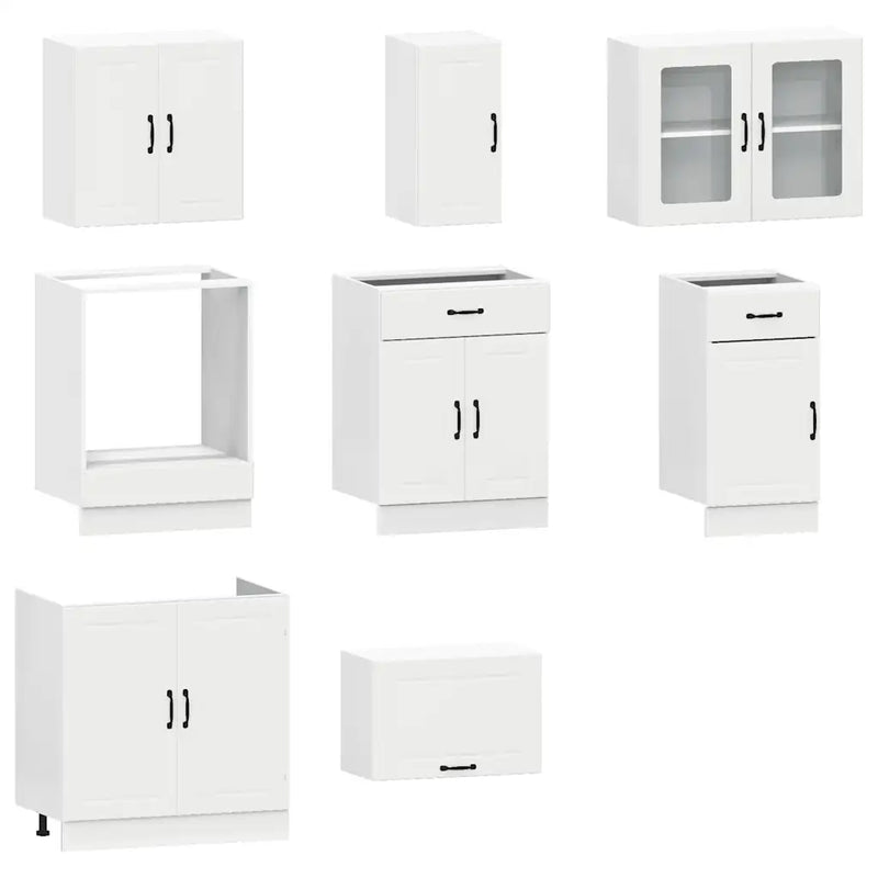 8 Piece Kitchen Cabinet Set Kalmar White Engineered Wood