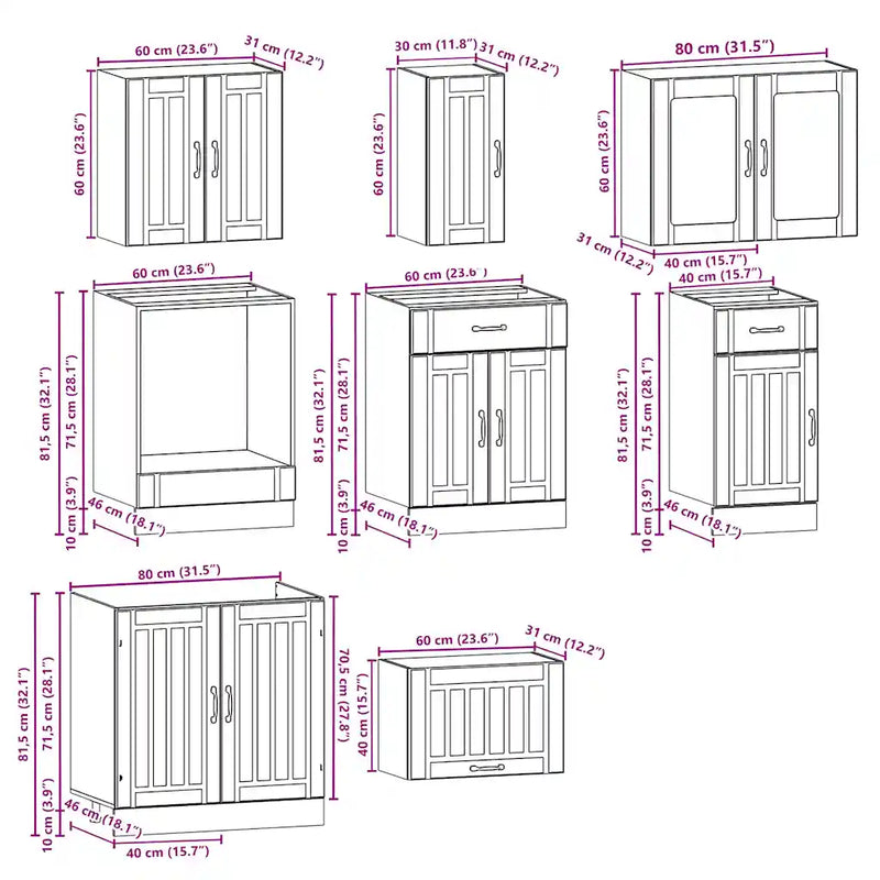 8 Piece Kitchen Cabinet Set Kalmar White Engineered Wood