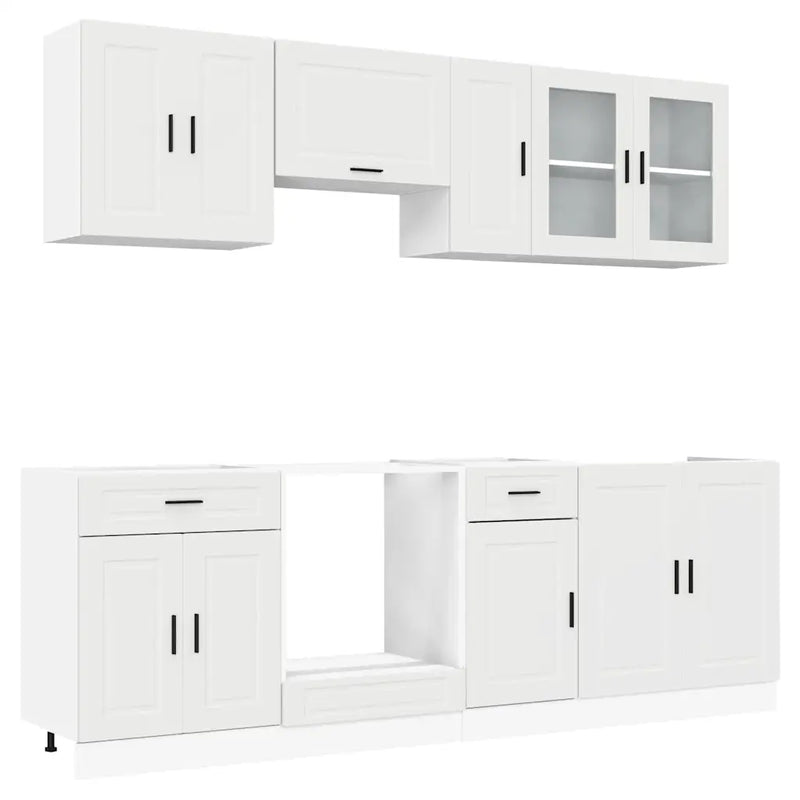 8 Piece Kitchen Cabinet Set "Porto" White Engineered Wood