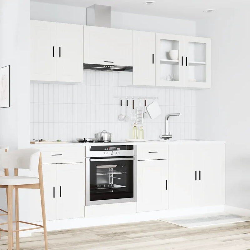 8 Piece Kitchen Cabinet Set "Porto" White Engineered Wood