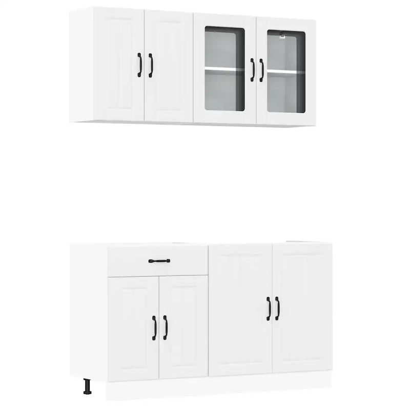 4 Piece Kitchen Cabinet Set Lucca White Engineered Wood