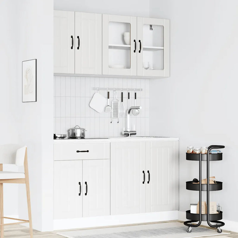 4 Piece Kitchen Cabinet Set Lucca White Engineered Wood
