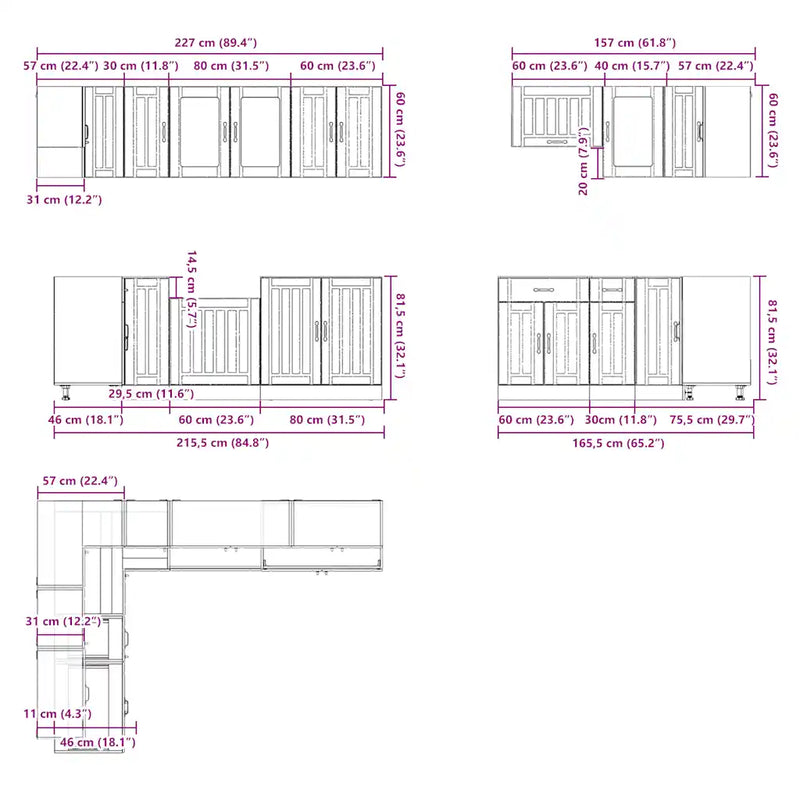 11 Piece Kitchen Cabinet Set Lucca White Engineered Wood