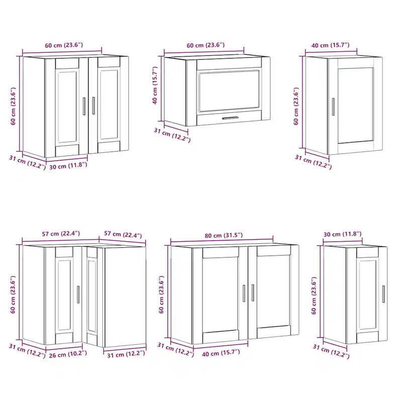 11 Piece Kitchen Cabinet Set Porto White Engineered Wood