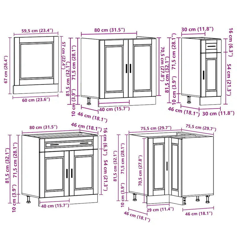 11 Piece Kitchen Cabinet Set Porto White Engineered Wood
