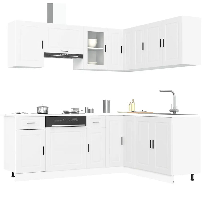 11 Piece Kitchen Cabinet Set Porto White Engineered Wood
