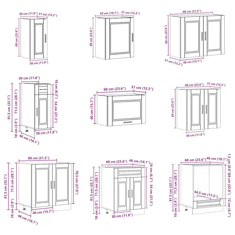 14 Piece Kitchen Cabinet Set Porto White Engineered Wood