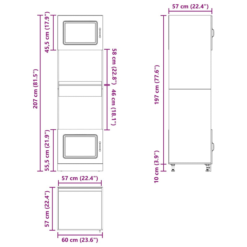 Oven Cabinets 2 pcs Kalmar White Engineered Wood