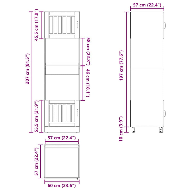 Oven Cabinets 2 pcs Lucca Black Engineered Wood