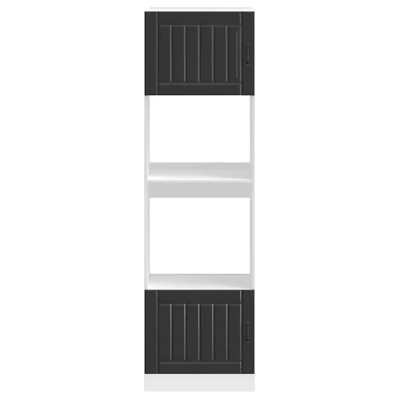 Oven Cabinets 2 pcs Lucca Black Engineered Wood