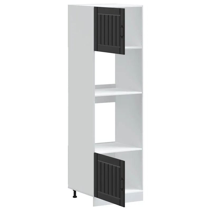 Oven Cabinets 2 pcs Lucca Black Engineered Wood