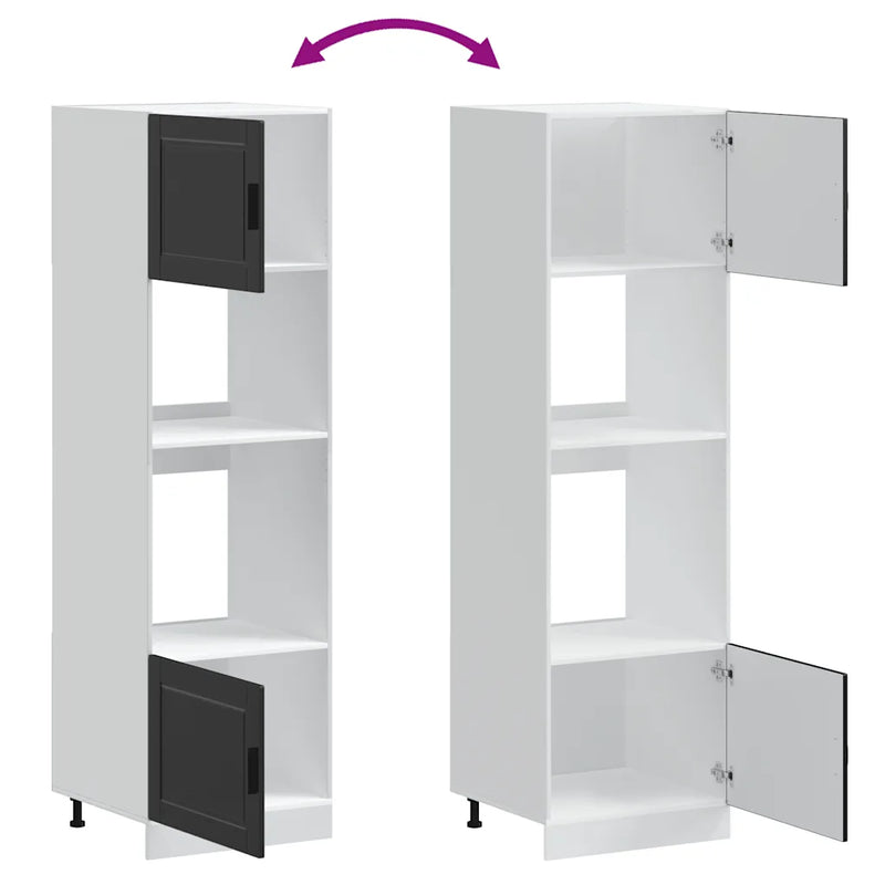 Oven Cabinets 2 pcs Porto Black Engineered Wood