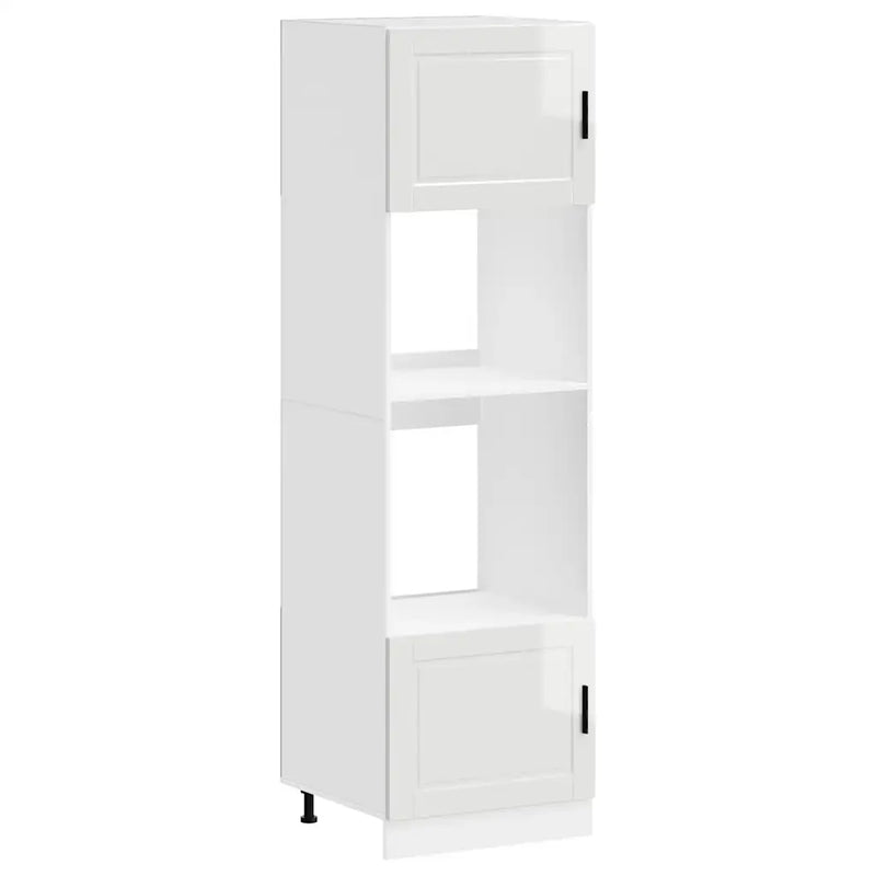 Oven Cabinets 2 pcs Porto Gloss White Engineered Wood
