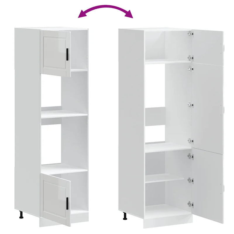 Oven Cabinets 2 pcs Porto Gloss White Engineered Wood