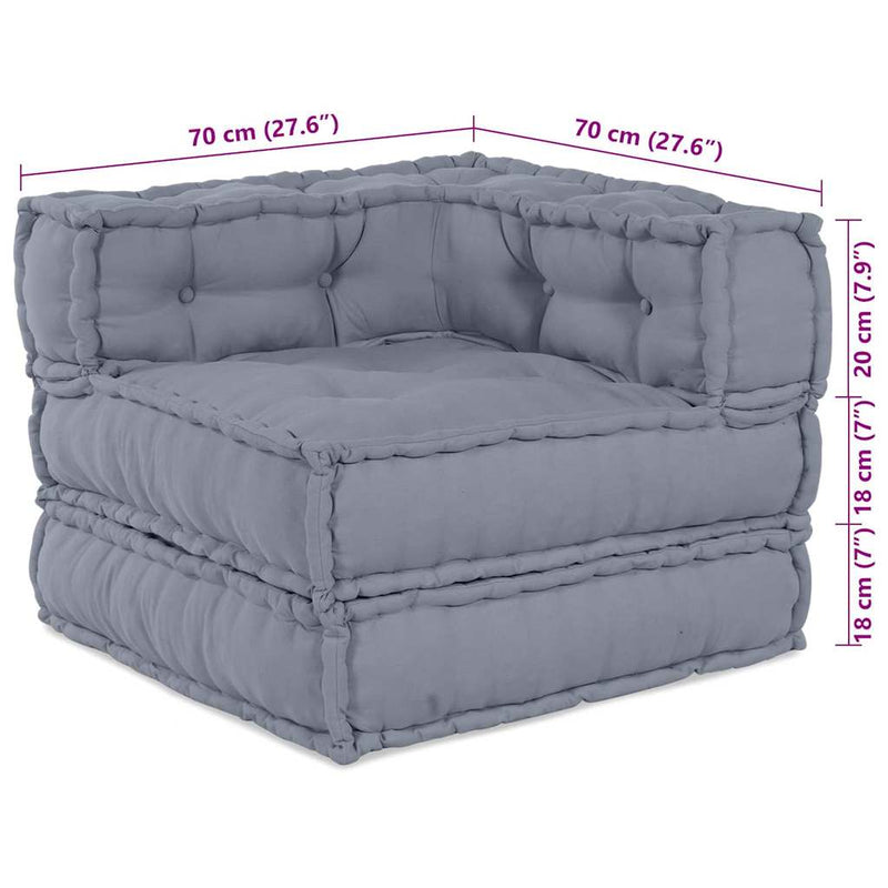 vidaXL Modular Sofa 2 pcs Grey 140 x 70 x 56 cm Fabric