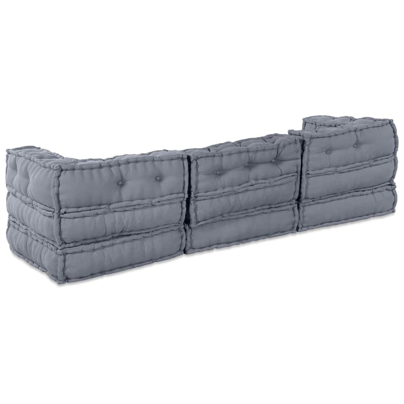 vidaXL Modular Sofa 3 pcs Grey Fabric