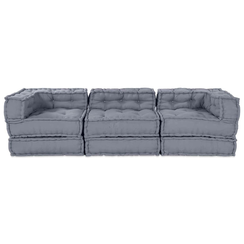 vidaXL Modular Sofa 3 pcs Grey Fabric