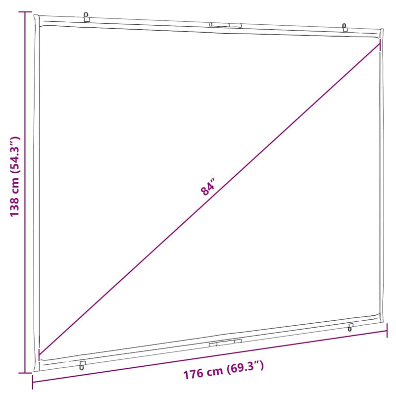 vidaXL Projection Screen Wall-Hanging 84 Inch 4:3