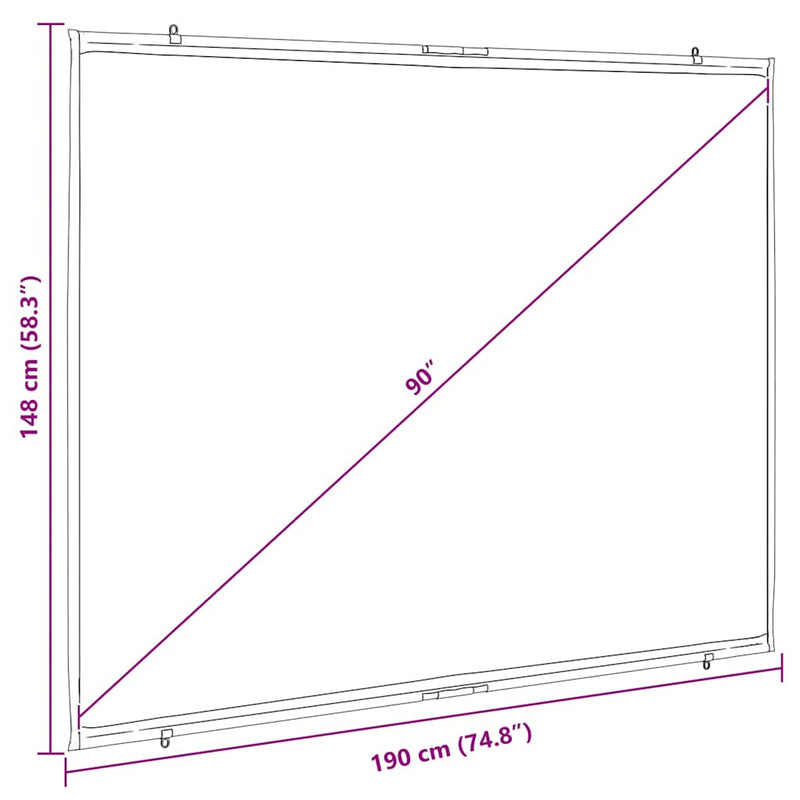 vidaXL Projection Screen Wall-Hanging 90 Inch 4:3