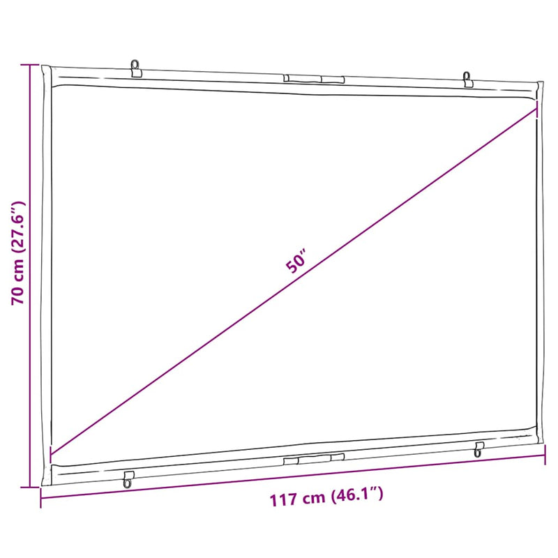 vidaXL Projection Screen Wall-Hanging 50 Inch 16:9