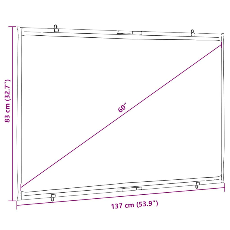 vidaXL Projection Screen Wall-Hanging 60 Inch 16:9