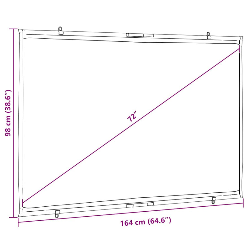 vidaXL Projection Screen Wall-Hanging 72 Inch 16:9