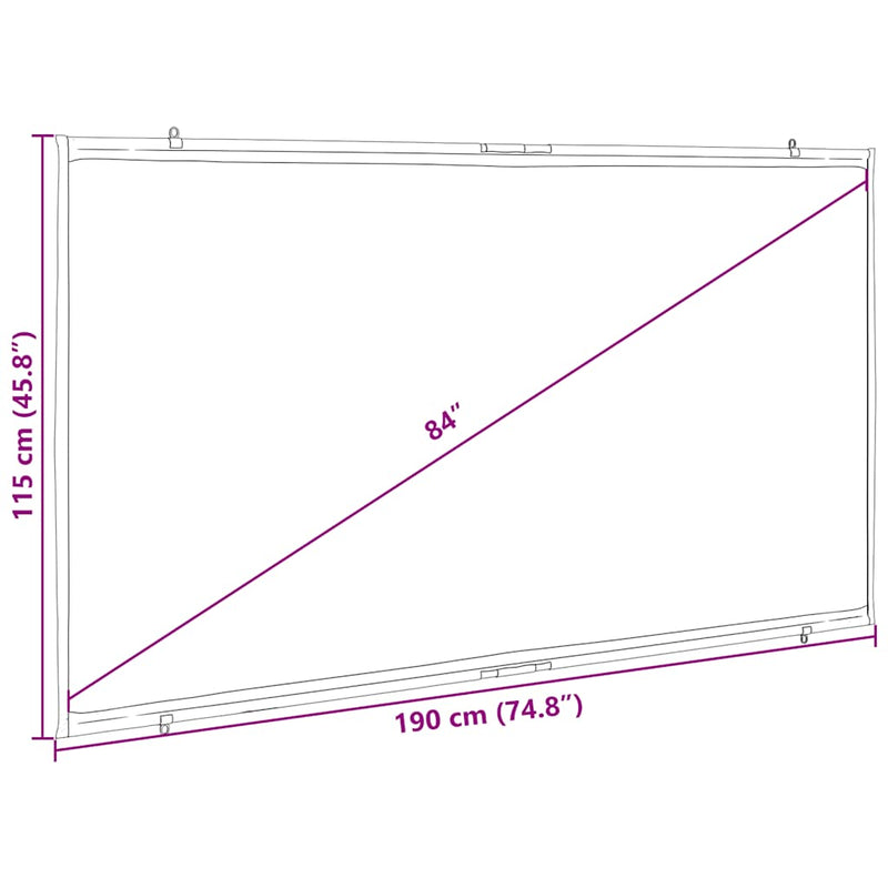 vidaXL Projection Screen Wall-Hanging 84 Inch 16:9