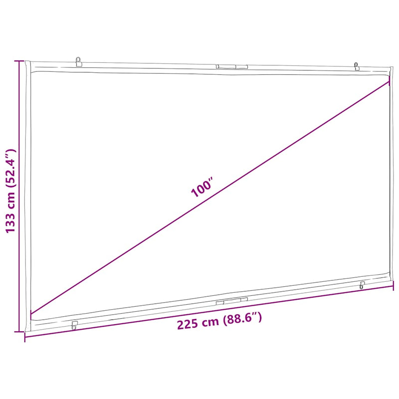 vidaXL Projection Screen Wall-Hanging 100 Inch 16:9