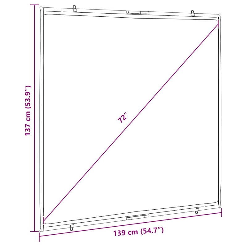 vidaXL Projection Screen Wall-Hanging 72 Inch 1:1