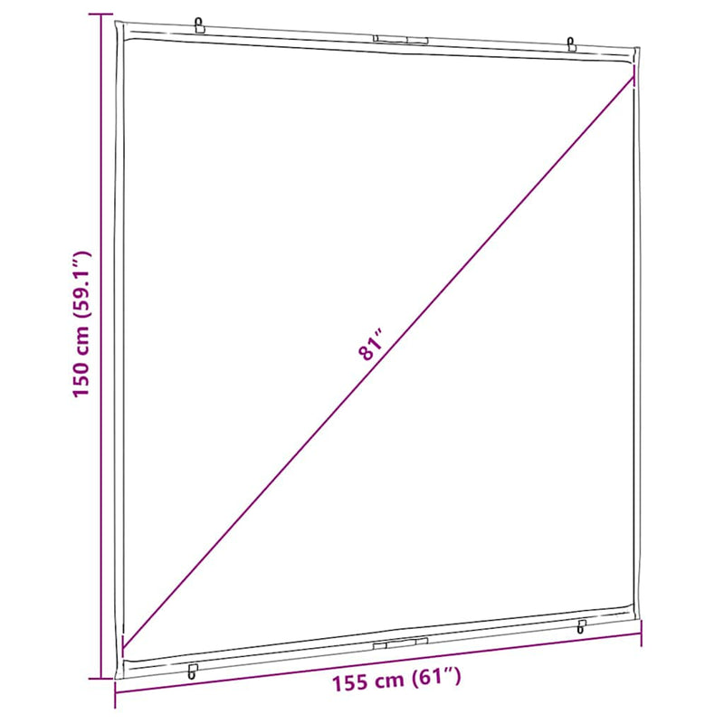 vidaXL Projection Screen Wall-Hanging 81 Inch 1:1