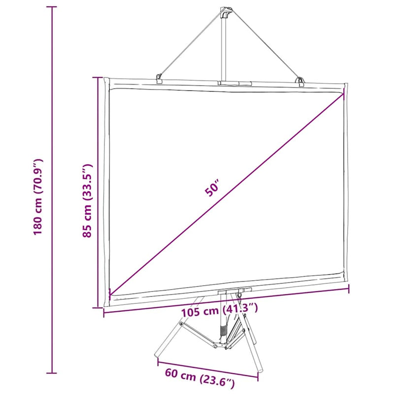 vidaXL Projection Screen with Tripod 50 Inch 4:3