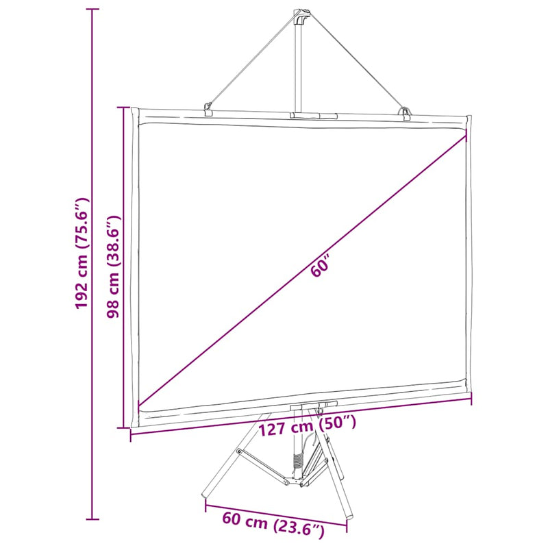 vidaXL Projection Screen with Tripod 60 Inch 4:3