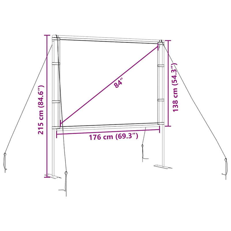 vidaXL Projection Screen with Stands 84 Inch 4:3