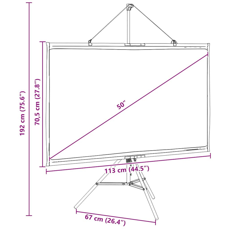 vidaXL Projection Screen with Tripod 50 Inch 16:9