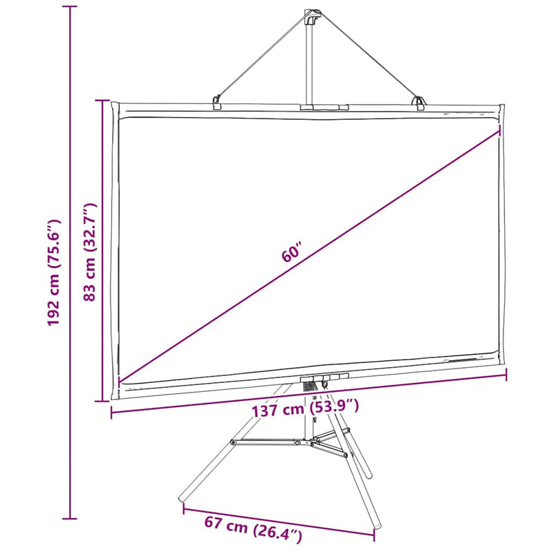 vidaXL Projection Screen with Tripod 60 Inch 16:9