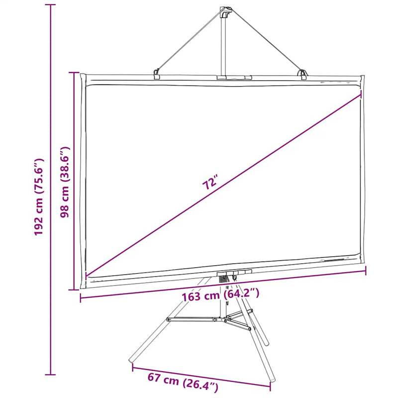 vidaXL Projection Screen with Tripod 72 Inch 16:9