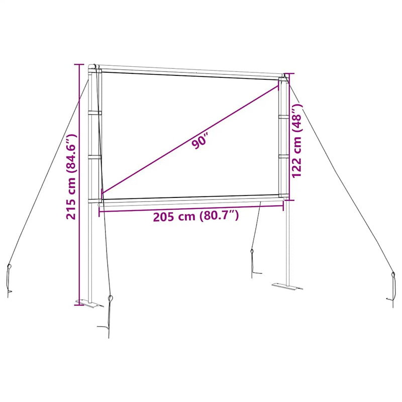 vidaXL Projection Screen with Stands 90 Inch 16:9