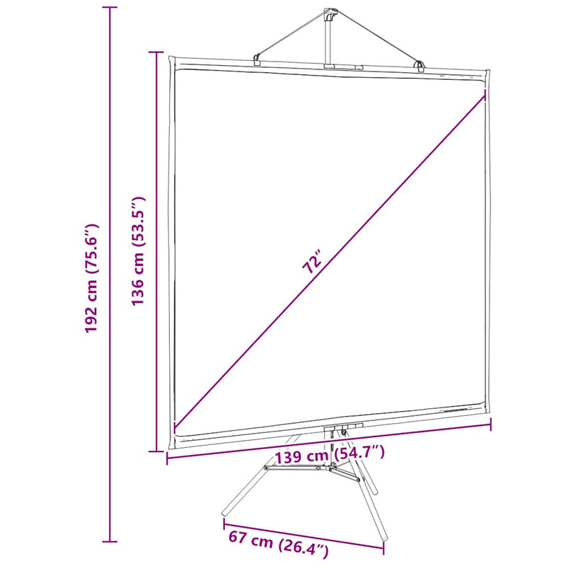 vidaXL Projection Screen with Tripod 72 Inch 1:1