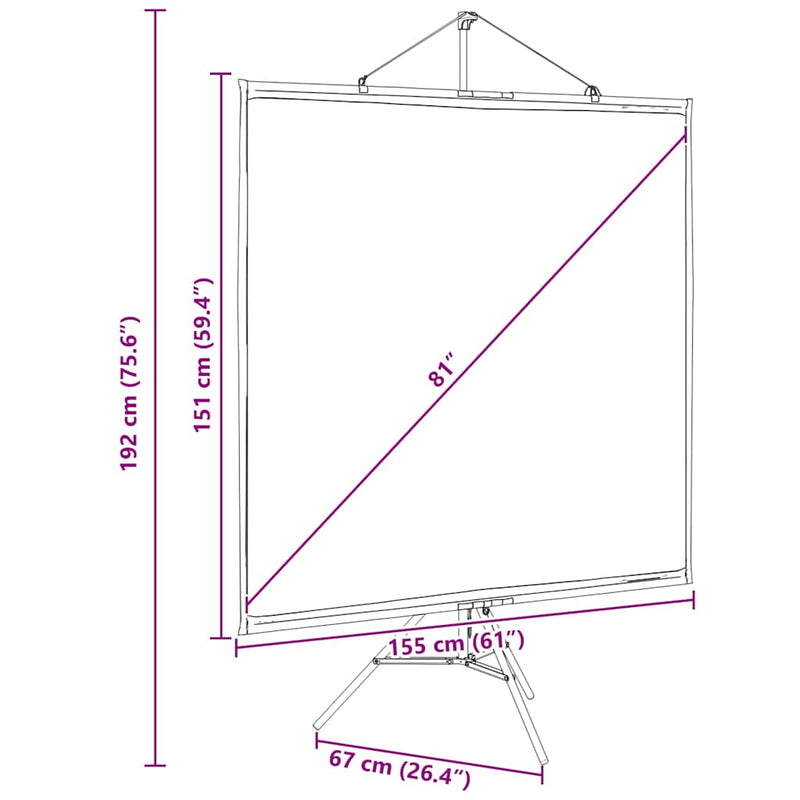 vidaXL Projection Screen with Tripod 81 Inch 1:1