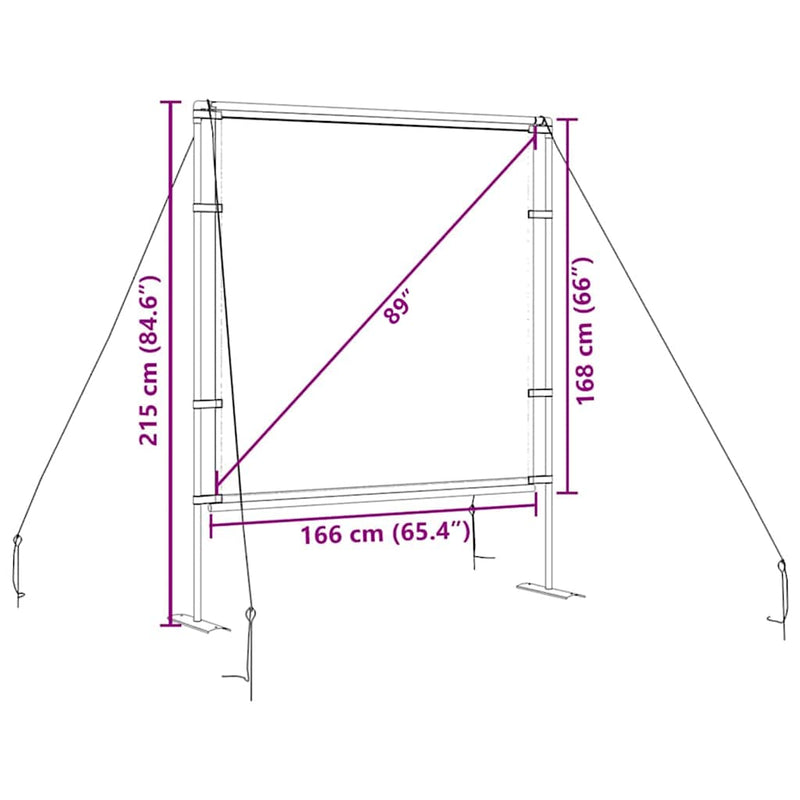 vidaXL Projection Screen with Stands 89 Inch 1:1