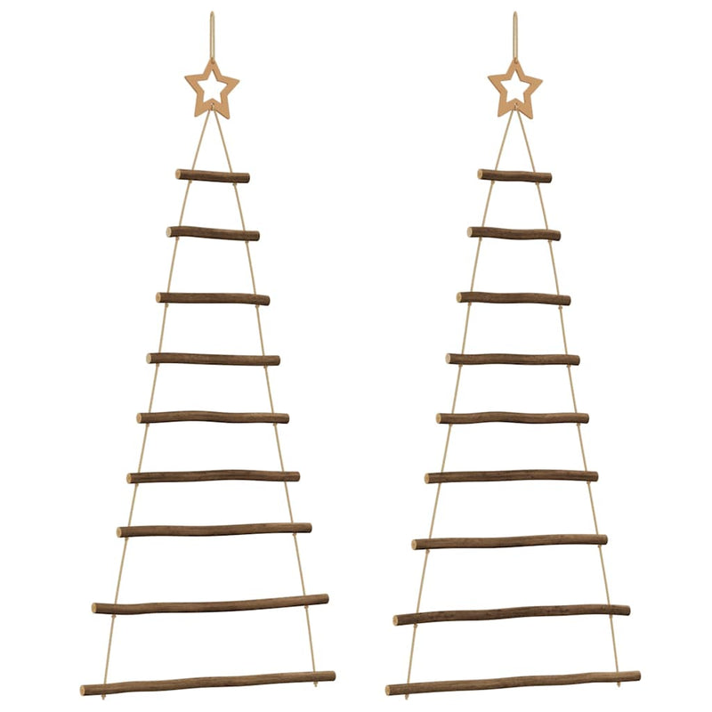 vidaXL Hanging Christmas Trees with Top Stars 2 pcs 55x120 cm Natural Branch