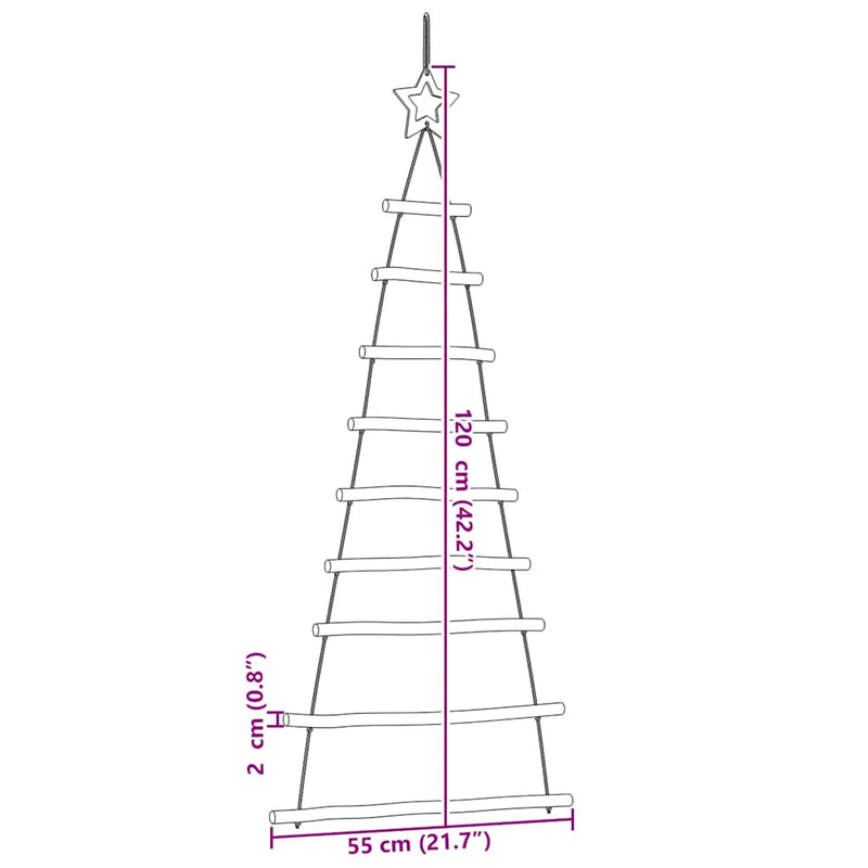 vidaXL Hanging Christmas Trees with Top Stars 2 pcs 55x120 cm Natural Branch