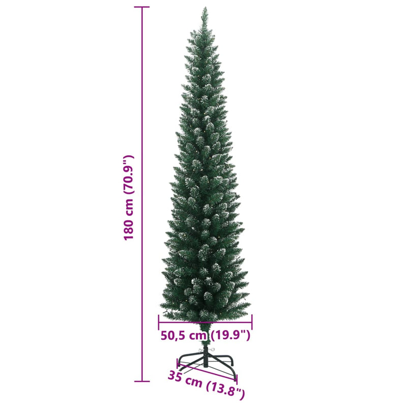 Artificial Slim Christmas Tree 300 LEDs 180 cm