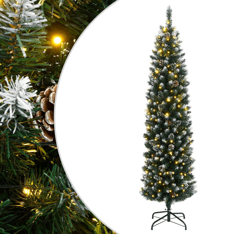 vidaXL Artificial Slim Christmas Tree 150 LEDs 150 cm