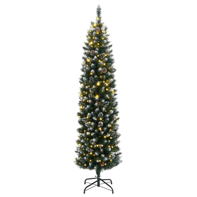 vidaXL Artificial Slim Christmas Tree 150 LEDs 150 cm