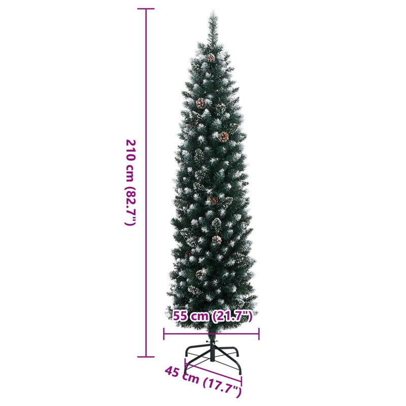 Artificial Slim Christmas Tree 300 LEDs 210 cm