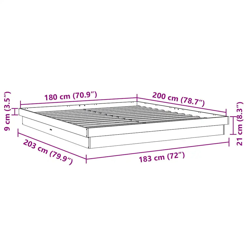 Bed Frame without Mattress 180x200 cm Solid Wood Oak