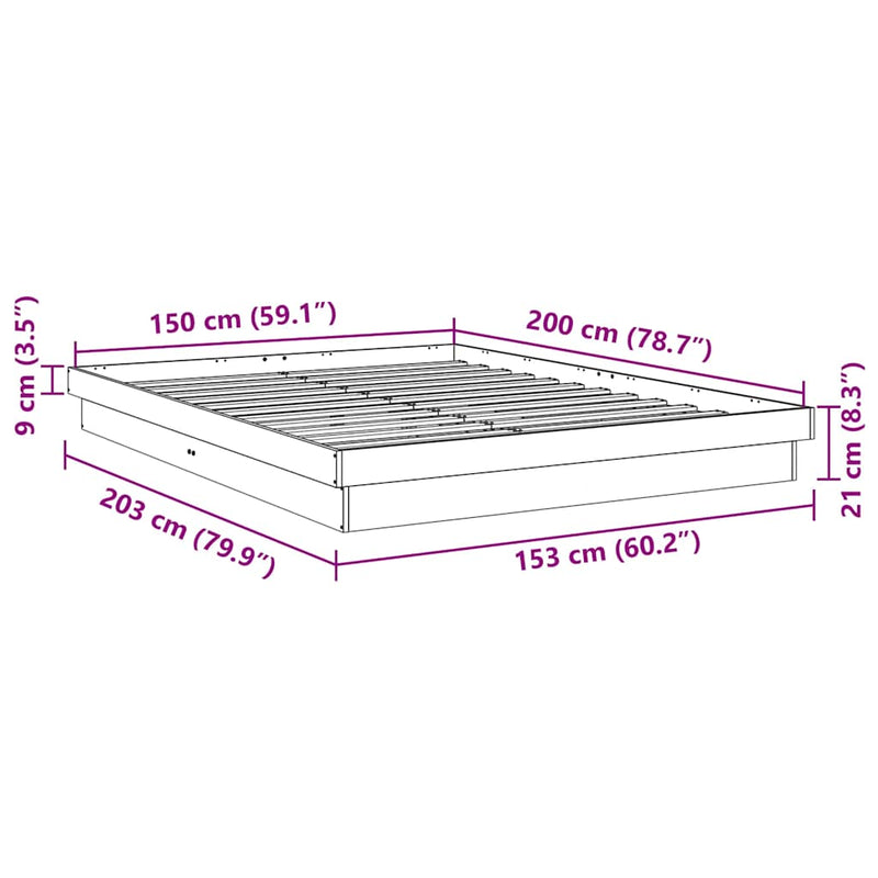 vidaXL Bed Frame without Mattress 150x200 cm Solid Wood Oak