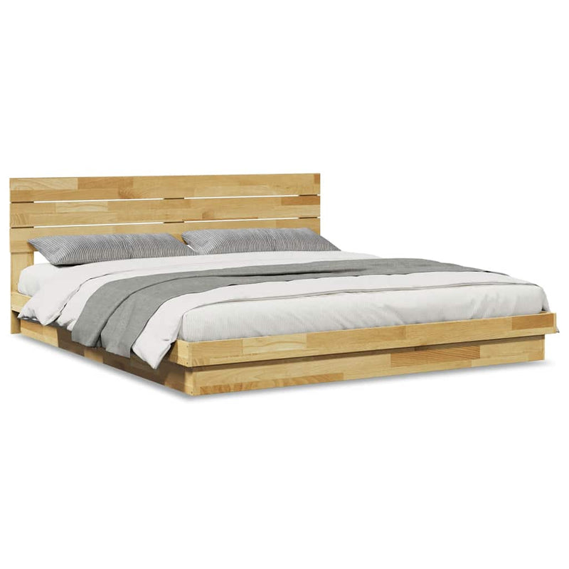 vidaXL Bed Frame with Headboard without Mattress 180x200 cm Solid Wood Oak