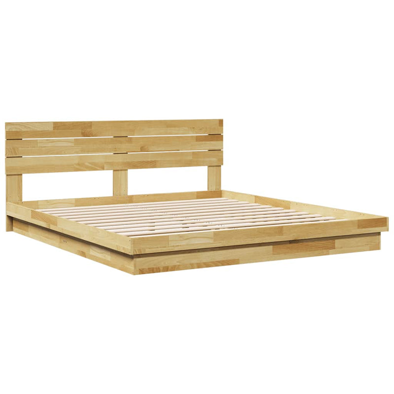 vidaXL Bed Frame with Headboard without Mattress 180x200 cm Solid Wood Oak